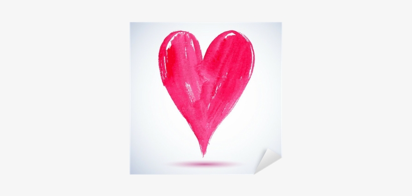 820x391 Watercolor Red Painted Heart, Vector Element For Your