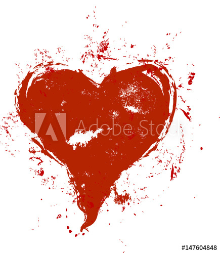 435x500 Grungy Painted Heart And Love Symbol,vector Illustration, Free