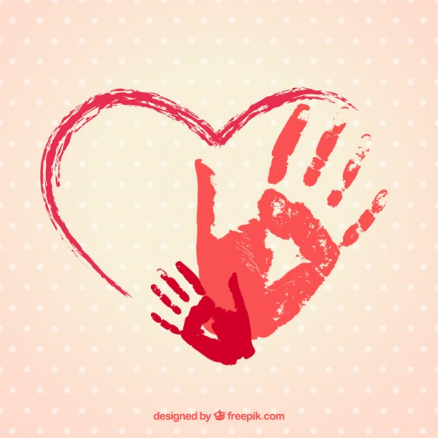 626x626 Hand Painted Heart With Handprints Vector Free Download