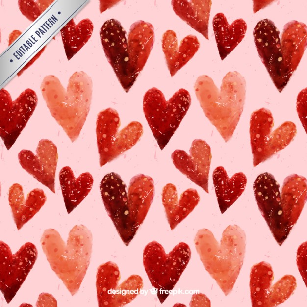 626x626 Hand Painted Hearts Pattern Vector Free Download