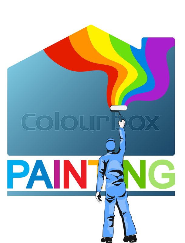610x800 Painter Painting House Silhouette Stock Vector Colourbox
