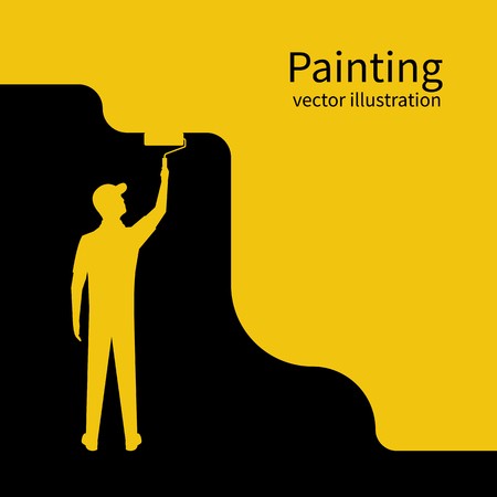 450x450 Painter Paints Wall Silhouette Man Is Holding A Paint Roller