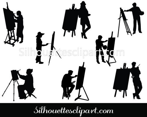 500x400 Artist Painter Vector Graphics Download Painting Silhouette