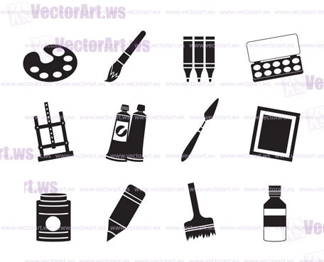 456x369 Silhouette Painter, Drawing And Painting Icons