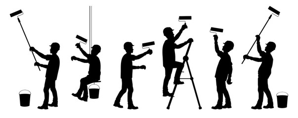 603x240 Silhouettes Of Construction Workers The Painter In Different