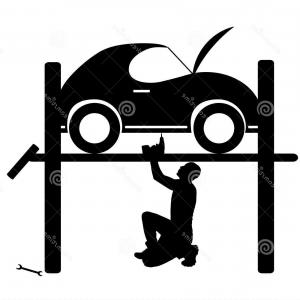 300x300 Stock Illustration Painter Car Service Station Silhouette Style