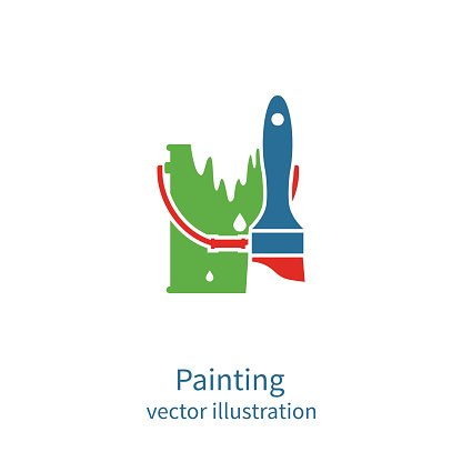 416x416 Painting Brush And Bucket Vector Logo Res Premium Clipart