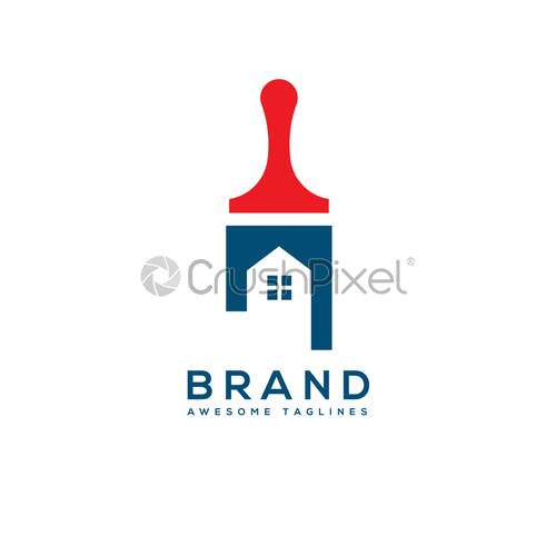 500x500 Real Estate Painting Service Logo Concept, Stock Vector Crushpixel