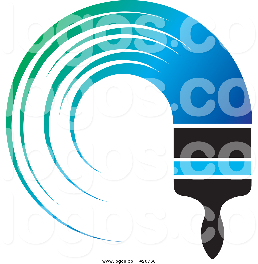 1024x1044 Royalty Free Vector Logo Of A Paint Brush With Gradient Green Blue