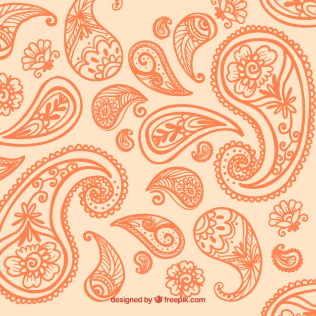 626x626 Orange Paisley Background Vector Free Download