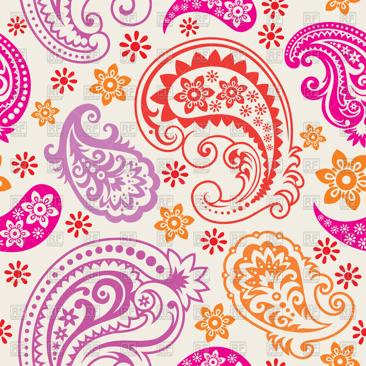1200x1200 Seamless Colorful Paisley Background Vector Image Of Backgrounds