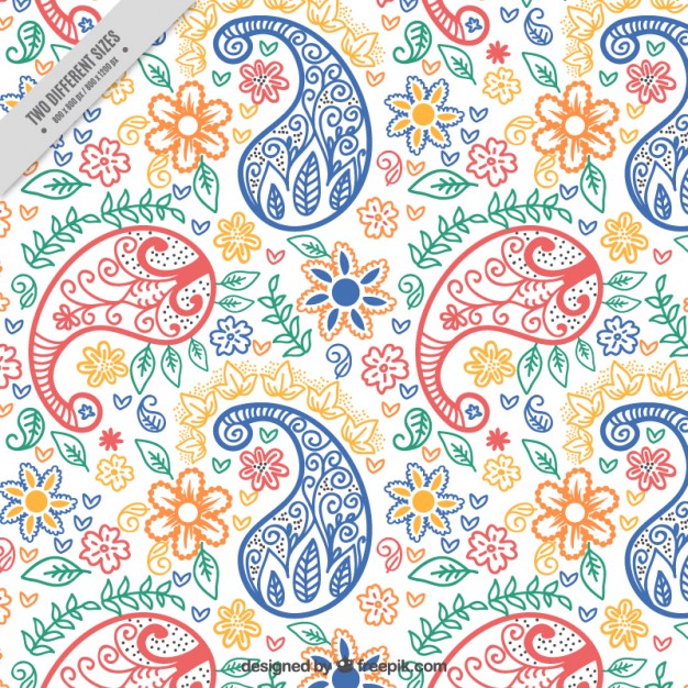 626x626 Colored Hand Drawn Paisley Background Vector Free Download