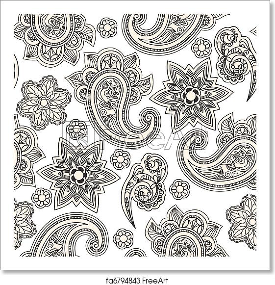561x581 Free Art Print Of Vector Seamless Paisley Background, Vector