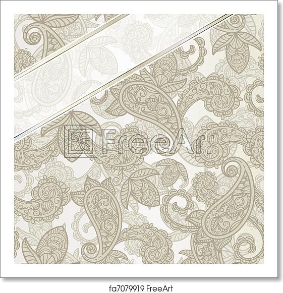 561x581 Free Art Print Of Vector Seamless Paisley Background With Ribbons