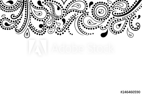 500x334 Abstract Paisley Pattern, Top Border, Vector Illustration