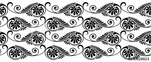 500x208 Seamless Black And White Paisley Border