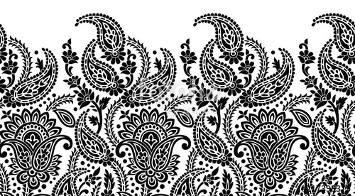500x276 Seamless Black And White Paisley Border Stock Image And Royalty
