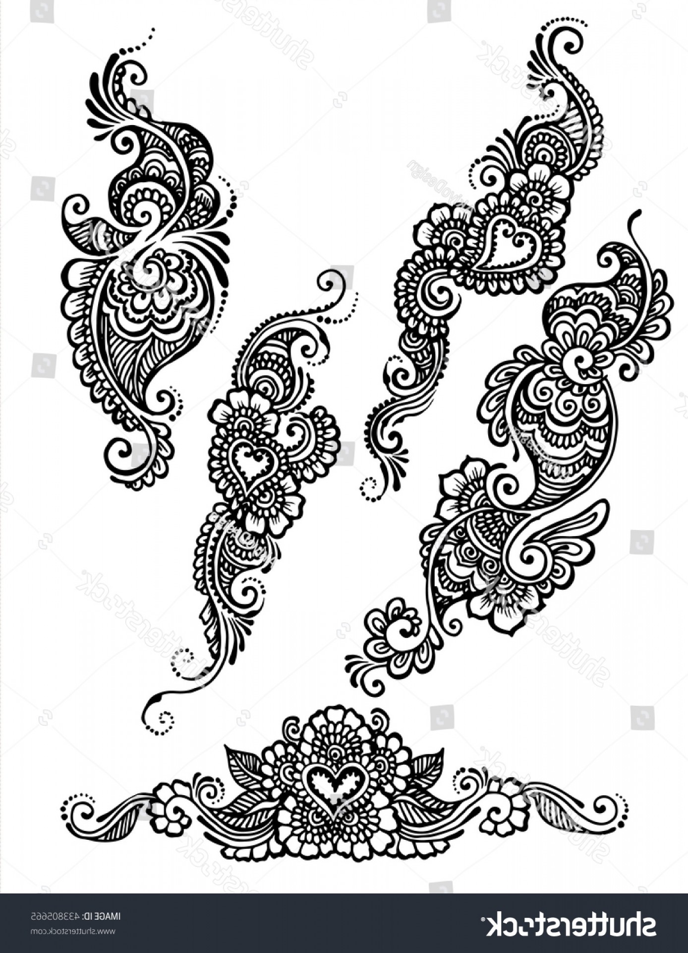 1388x1920 Vector Set Henna Style Floral Paisley Createmepink