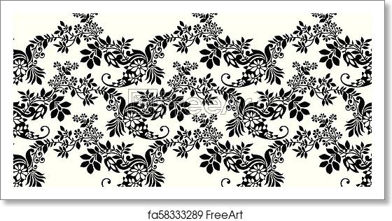 560x316 Free Art Print Of Seamless Vector Black And White Paisley Border