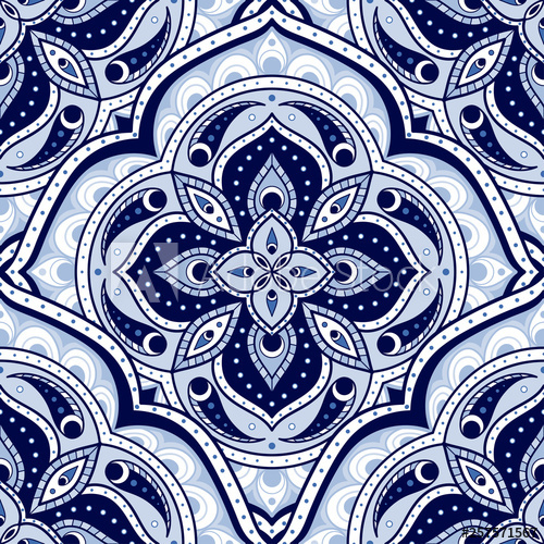 500x500 Mandala Indian Paisley Pattern Vector Seamless Floral Medallion