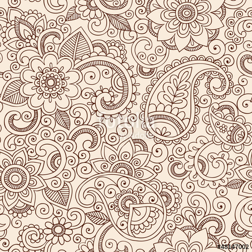 500x500 Ornate Henna Paisley Pattern Doodle Vector Design Stock Image