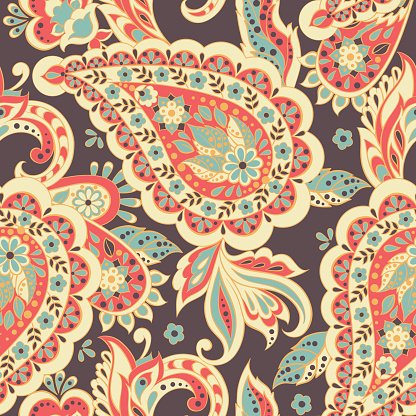 416x416 Seamless Paisley Pattern In Indian Textile Floral Vector