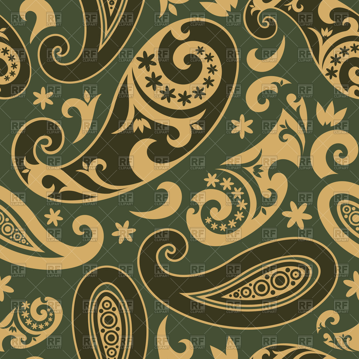 1200x1200 Seamless Brown Paisley Pattern Vector Image Of Backgrounds