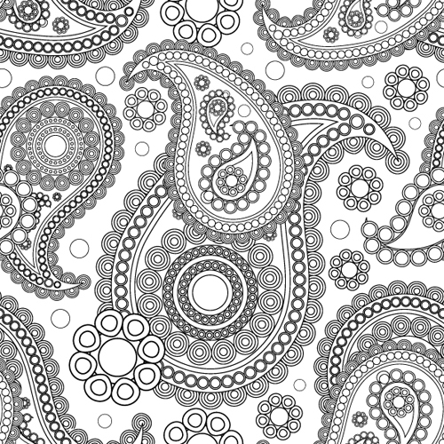 500x500 Set Of Ornate Paisley Seamless Pattern Vector Free Download