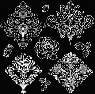 310x307 Free Download Set Of Black And White Paisley Pattern Vector