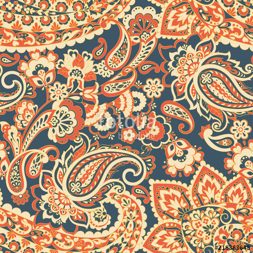 500x500 Paisley Pattern Seamless Asian Textile Background Stock Image