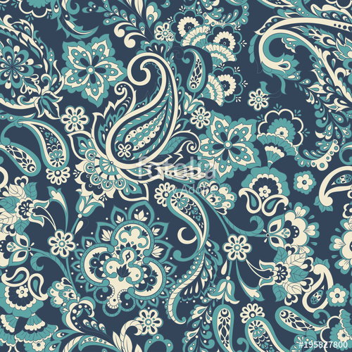 500x500 Seamless Paisley Pattern Floral Vector Illustration Stock Image