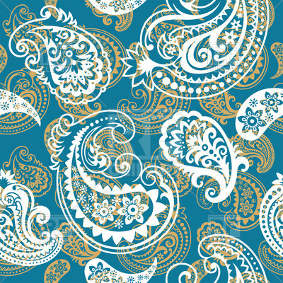 400x400 Seamless Blue Paisley Pattern Vector Image Of Backgrounds