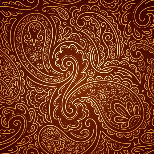 500x500 Set Of Brown Paisley Patterns Vector Free Vector In Encapsulated