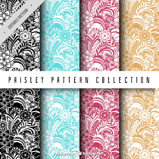 626x626 Set Of Paisley Patterns Vector Free Download