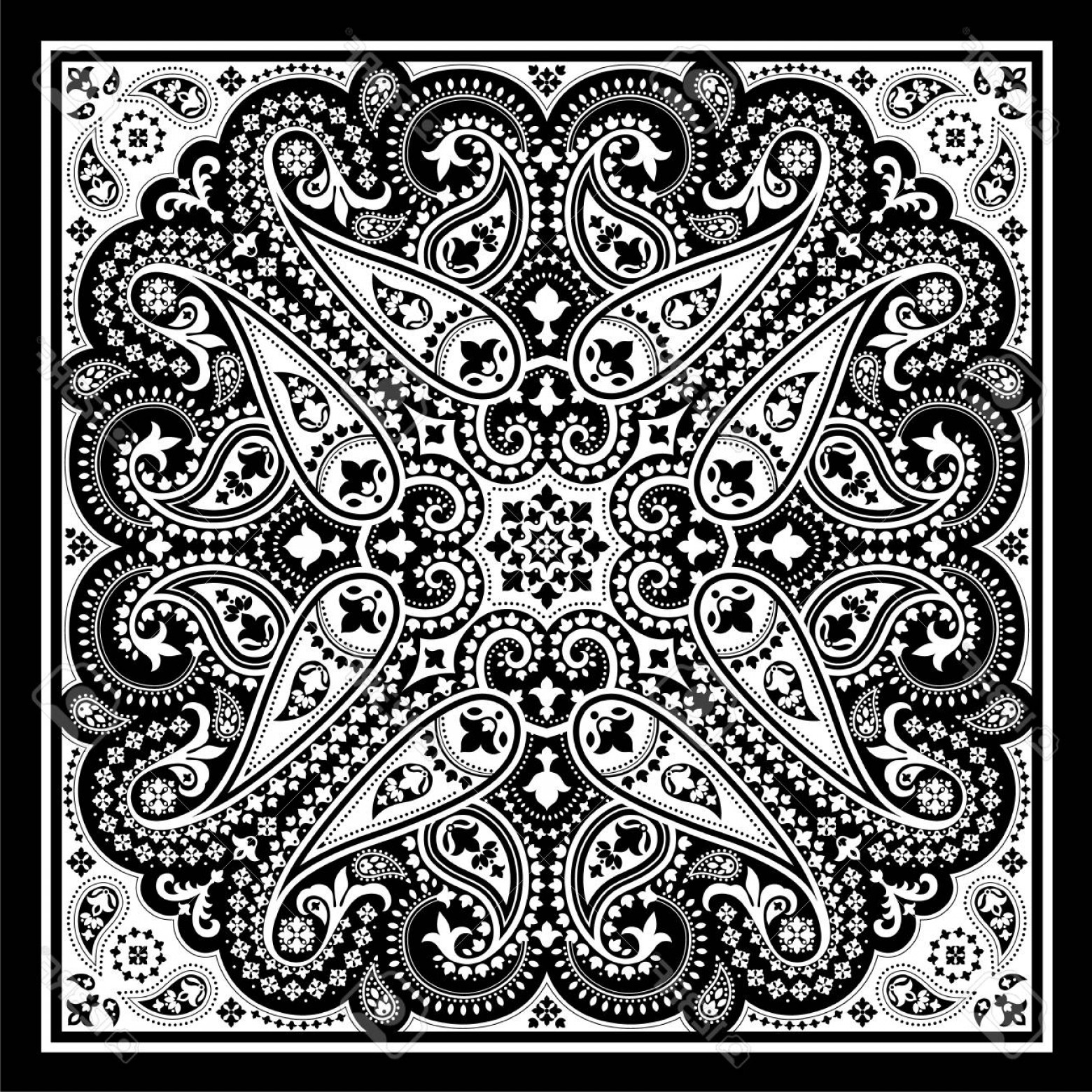 1560x1560 Photostock Vector Vector Bandana Print With Paisley Ornament