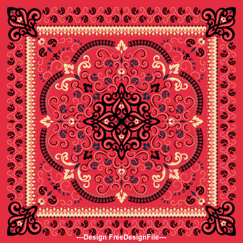 500x500 Red Paisley Bandana Print Vector Free Download