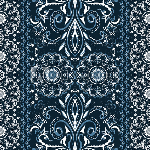 500x500 Ethnic Seamless Grunge Pattern For Textile Paisley Border Print