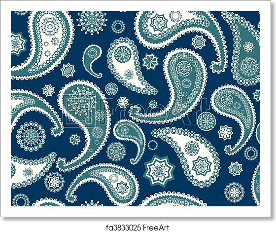 560x470 Free Art Print Of Retro Seamless Indian Blue Paisley Vector