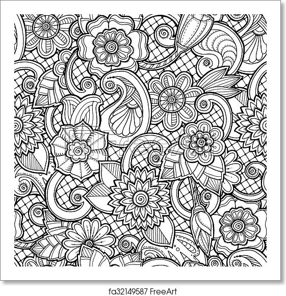 561x581 Free Art Print Of Seamless Background In Vector With Doodles