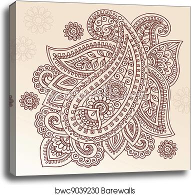 382x390 Henna Mehndi Paisley Vector Design, Canvas Print Barewalls