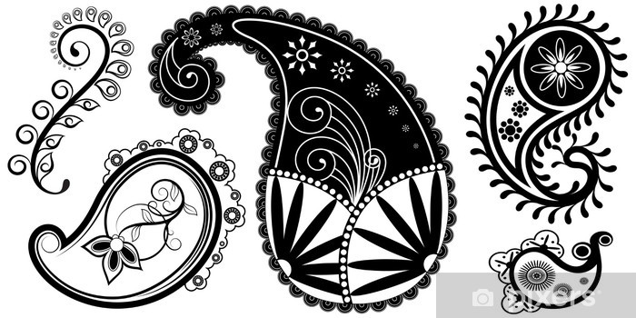 700x350 Awesome Ornate Design Of Paisley Vector Elements Sticker Pixers