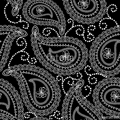 500x500 Lace Paisley Vector Seamless Pattern Black And White Hand Drawn