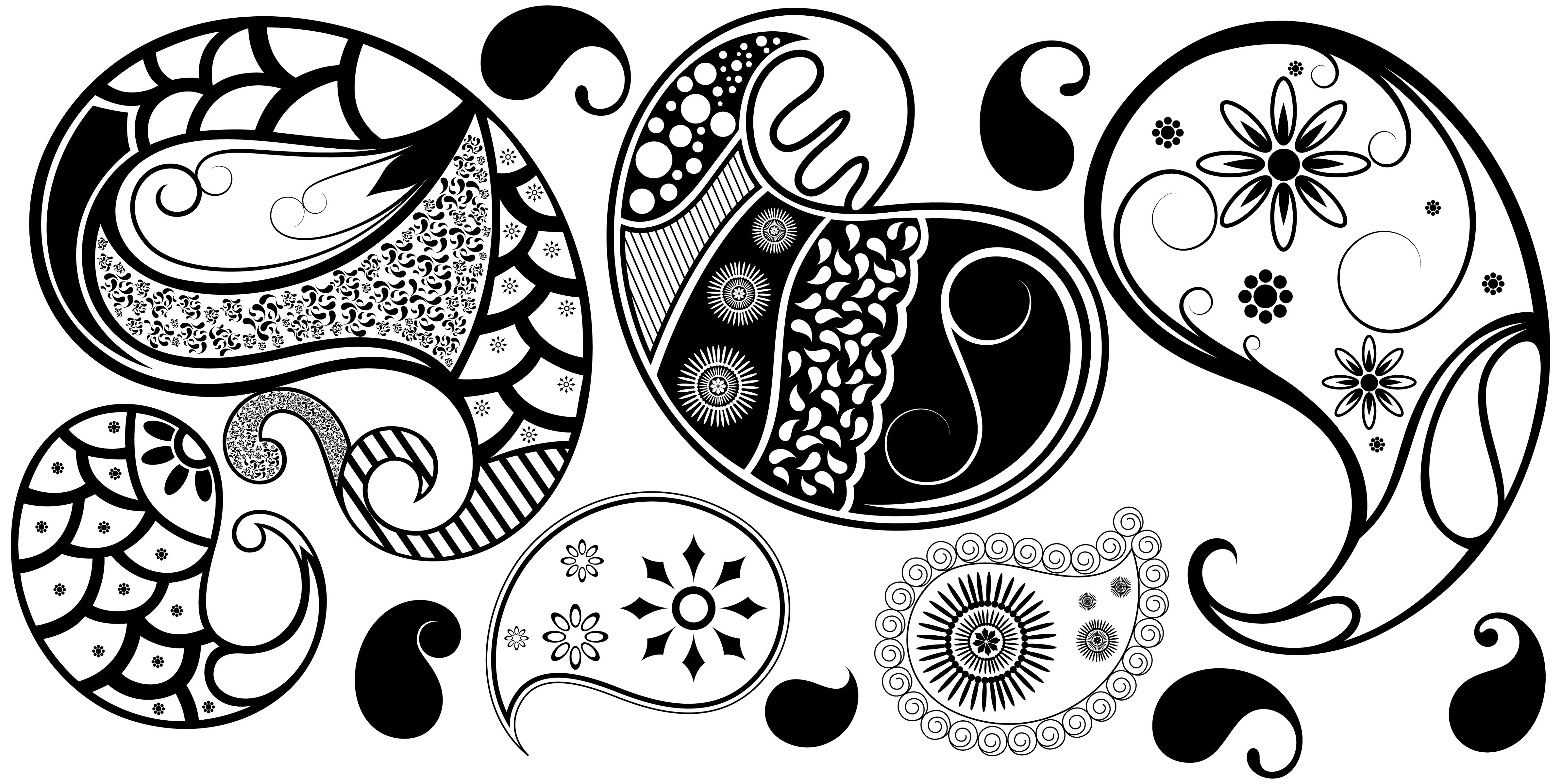4776x2400 Vector Paisley Designs Images