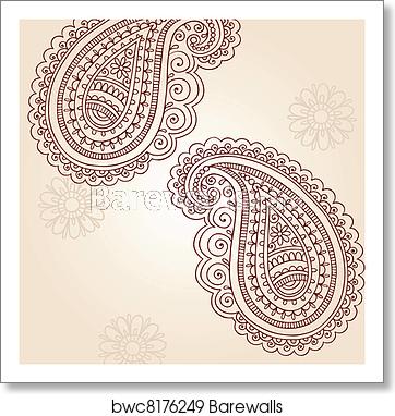 362x382 Paisley Henna Doodles Vector, Art Print Barewalls Posters