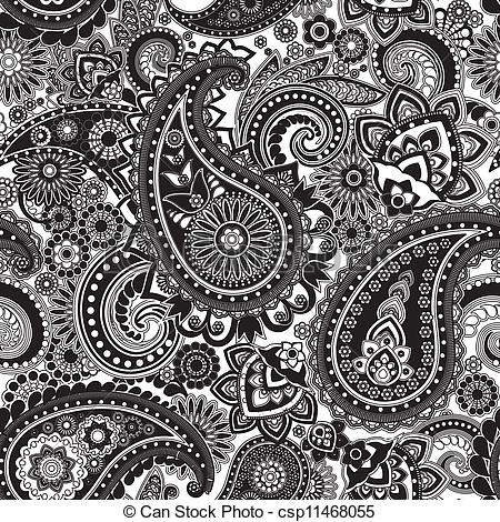 450x470 Seamless Pattern Based On Traditional Asian Elements Paisley