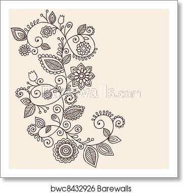 362x382 Vines Henna Tattoo Paisley Vector, Art Print Barewalls Posters