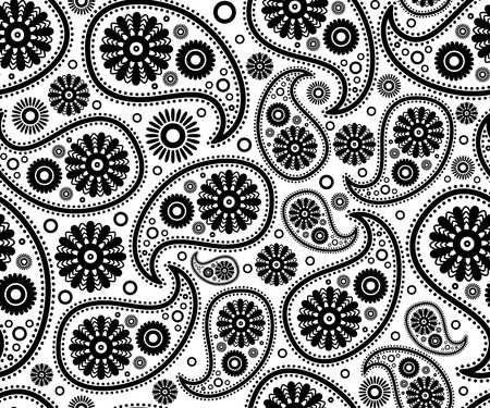 450x375 Seamless Paisley Ornament Black White Vector Art Floral Background