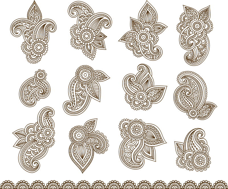 800x663 Henna Mehndi Paisley Flowers Vector Tattoo Free Vector Cdr Free