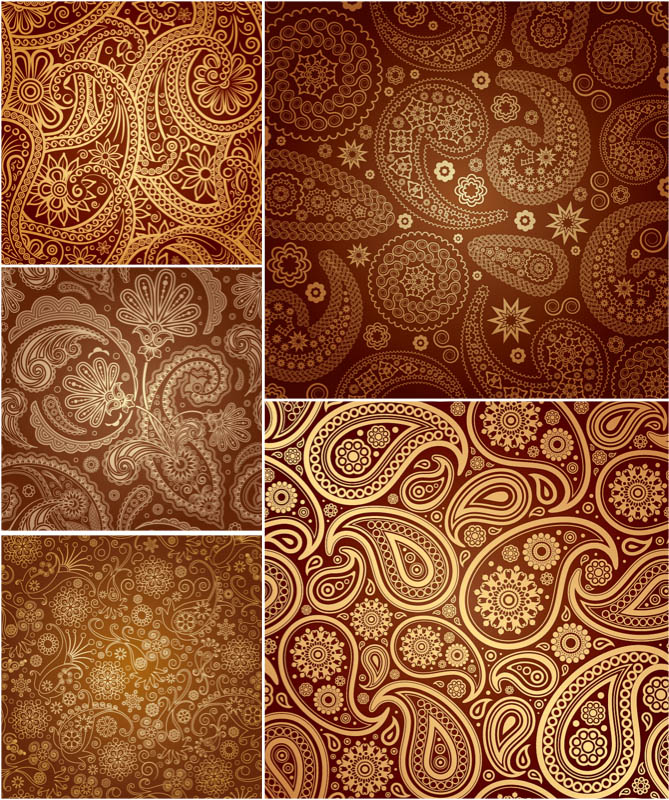 669x800 Golden Paisley Ornaments Vector Free Stock Vector Art