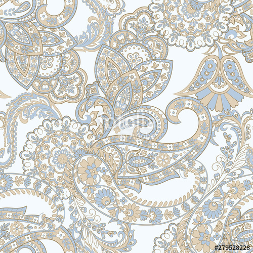 500x500 Paisley Vector Seamless Pattern Fantastic Flower, Leaves Stock